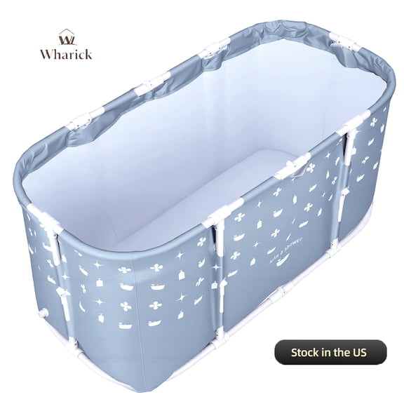 Wharick Compact Foldable Soaking Bathtub Portable PVC Bath Tub for Small Bathroom 45.28 inch