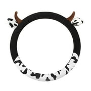 Wharick Cow Car Steering Wheel Cover with Horns Ears Anti Slip Sweat Absorption Comfortable 15 Inch Universal Women Auto Steering Wheel Protector Car Accessories