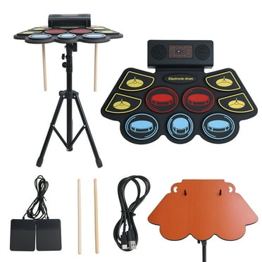 Wharick Electric Kids Drum Set,Electronic Drum Set Practice 9 Pads, Light Up Drum Sticks,Drum Pedal, Dual Stereo Speaker for Kids & Adult