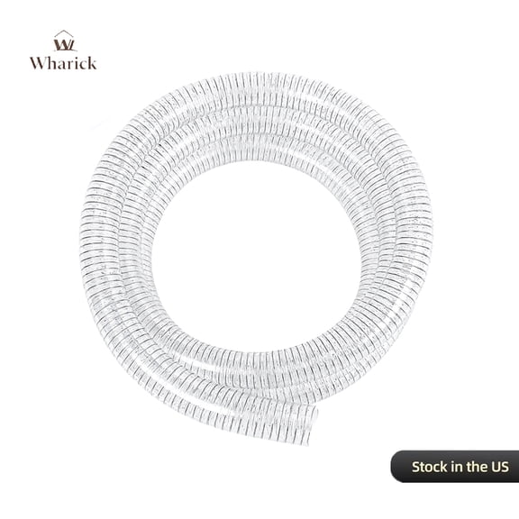 Wharick Flexible Clear Wire Reinforced Hose 25 FT, PVC Steel Wire Tubing with Clamps, Suction Discharge Hose 60 PSI