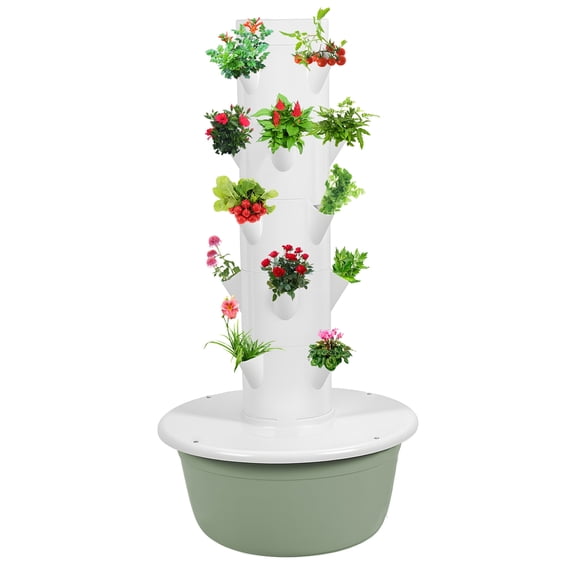 Wharick Hydroponics Growing Tower 5/7 Layers Hydroponics Growing System Indoor Vertical Tower System for Eggplant, Strawberries, Peppers, Cucumbers