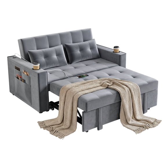 Wharick Loveseat Sofa Bed Multi Functional 68.9 Inch Length Pull Out Bed with Smooth Gliding Wheels