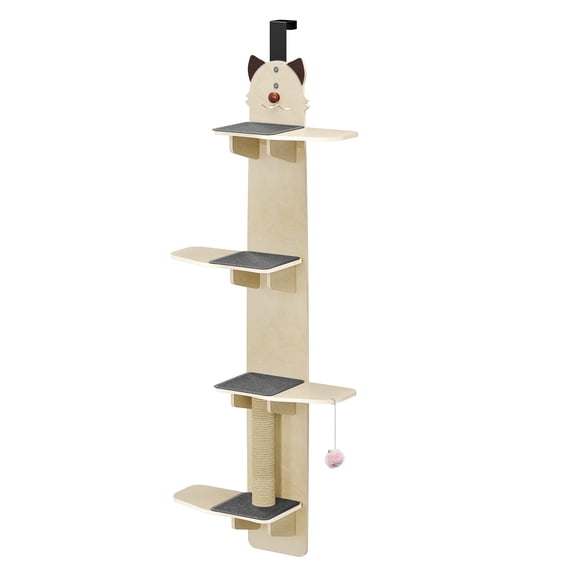 Wharick No Drill Cat Door Hook 4-Tier Design Hanging Cat Climbing Platform for Indoor Use