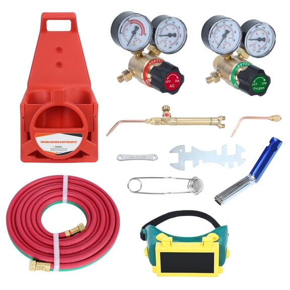 Wharick 30V Oxygen Acetylene Torch Kit, Gas Cutting Welding Kit Portable Oxy Brazing Welder Tool Set (Cylinders Not Included)
