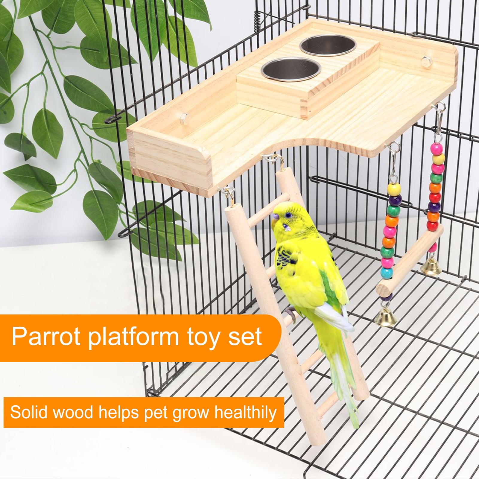 View of Wharick Parrots Playground, Bird Ladder Toy, Bird Play Gym Wood Perch ...