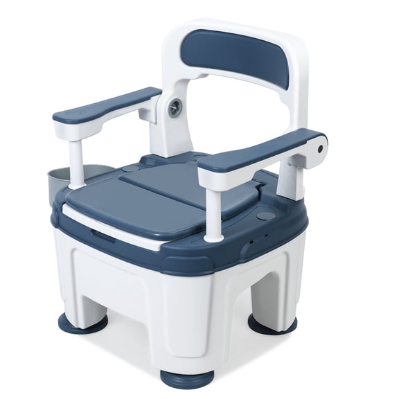 Wharick Raised Toilet Seat with Grab Bars Reinforced Support Armrests Easy Clean PP Material Strong Load Bearing Structure