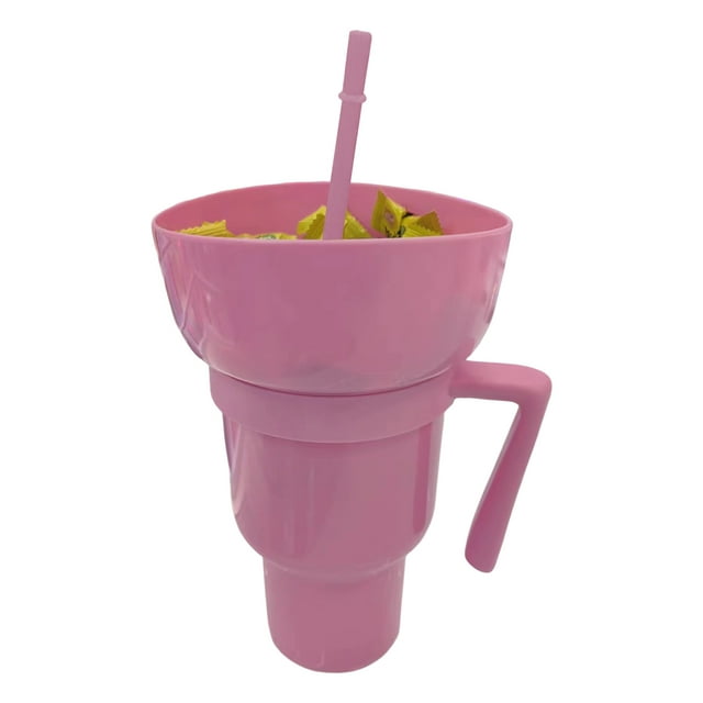 Wharick Snack and Drink Cup, Cup Bowl Combo with Straw, Stadium Tumbler