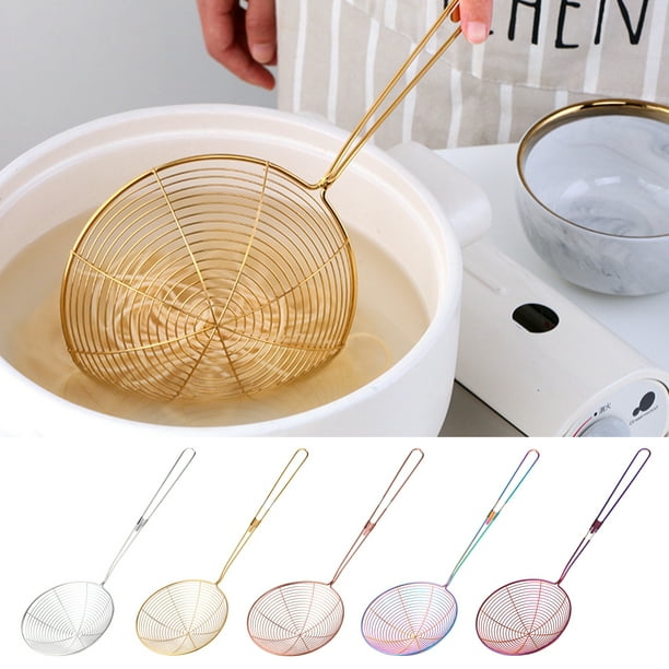 Wharick Spider Mesh Strainer Skimmer Ladle Spoon Stainless Steel Wire Fryer Scoop with Long Handle for Kitchen Colander Utensil