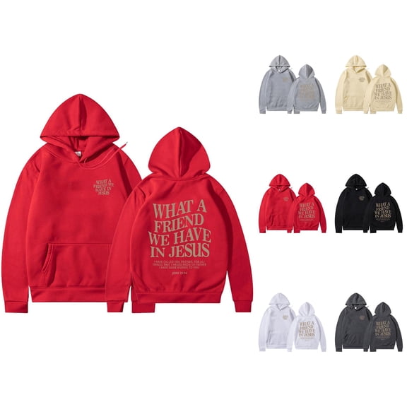 What A Friend We Have In Jesus Hoodies for Women Fall Winter Long Sleeve Christian Hooded Sweatshirt with Pockets