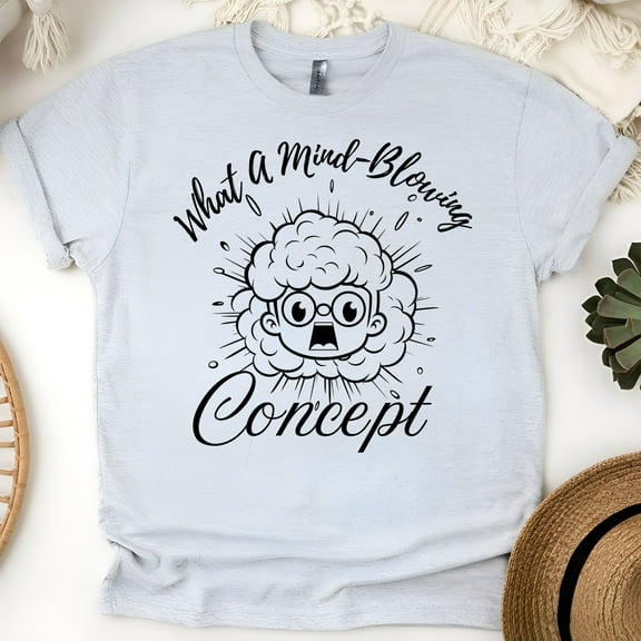 What A Mind-Blowing Concept Cartoon Head Explosion T-Shirt for Men and Women, Ash, Size 3XL