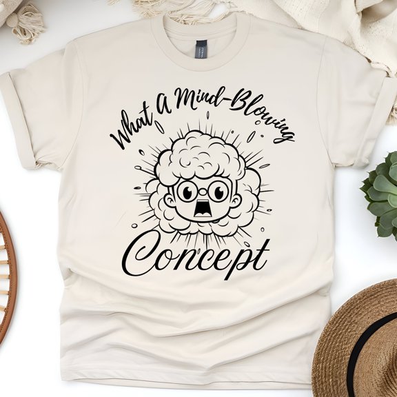 What A Mind-Blowing Concept Cartoon Head Explosion T-Shirt for Men and Women, Natural, Size L
