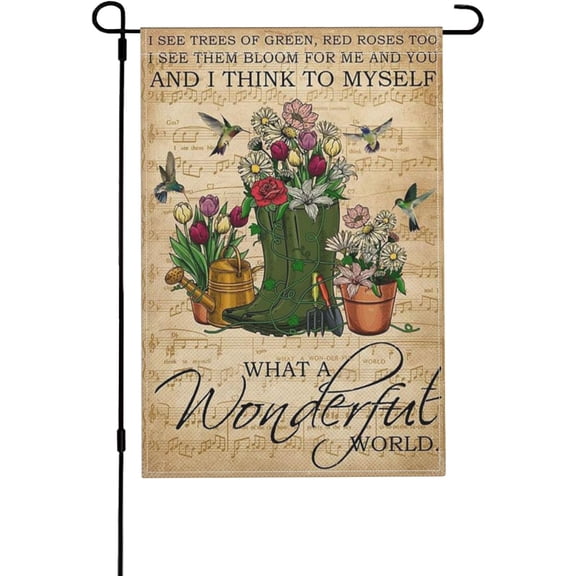 What A Wonderful World Garden Flag 12 x 18 Inch Vertical Double Sided Outdoor Decorative House Flag