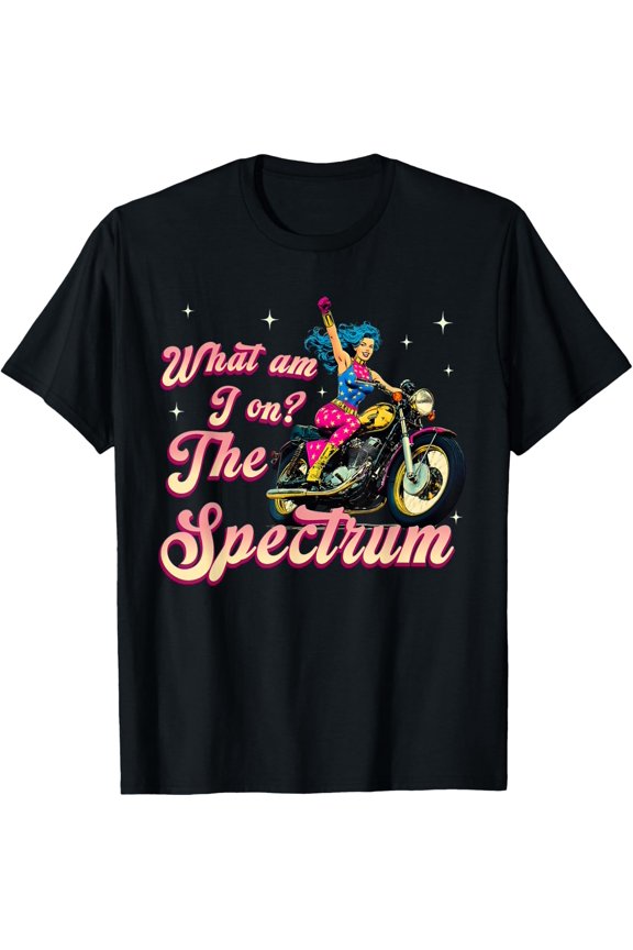 What Am I On? The Spectrum Retro Biker Autism Awareness T-Shirt