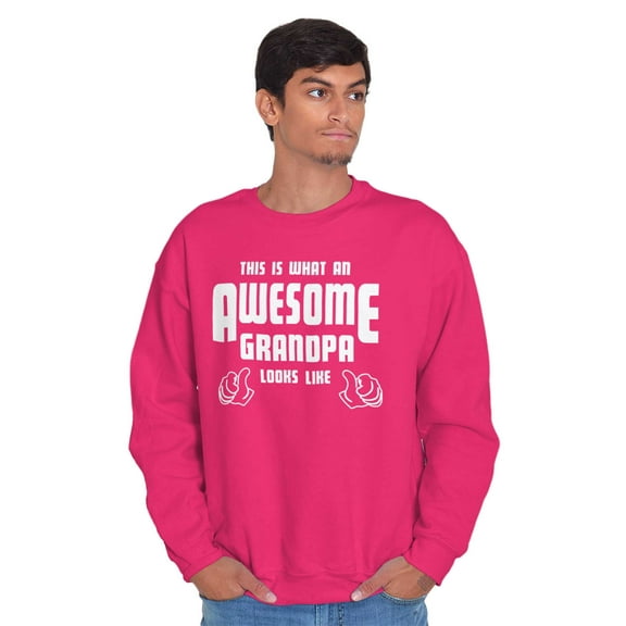 What An Awesome Grandpa Looks Like Men's Big & Tall Crewneck Sweatshirt Brisco Brands 2X