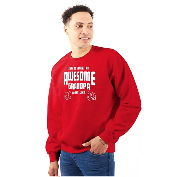 What An Awesome Grandpa Looks Like Men's Big & Tall Crewneck Sweatshirt Brisco Brands 4X