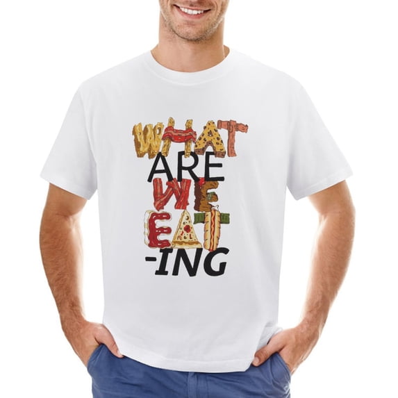 What Are We Eat Vintage T-shirt Mens Cotton Classic Crewneck Short Sleeve Tees Unisex White 4XL
