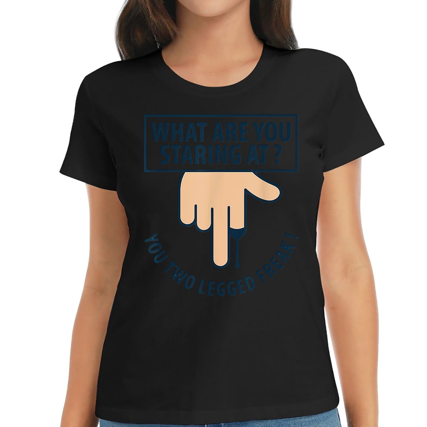What Are You Staring At You Two Legged Freak T-Shirt Amputee What Are You Staring At You Two Legged Freak T-Shirt Amputee