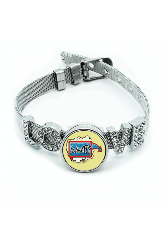 What Boom Box Cloud Art Deco Fashion Bracelet Wristband Crystal Love Adjustable Bangle