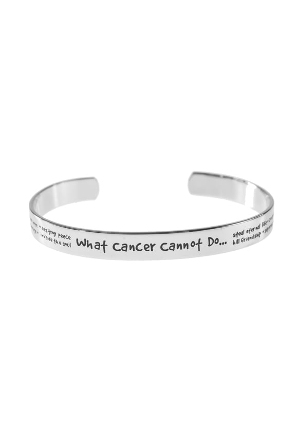 What Cancer Cannot Do Inspirational Stainless Steel Cuff Bracelet Silver metal jewelry