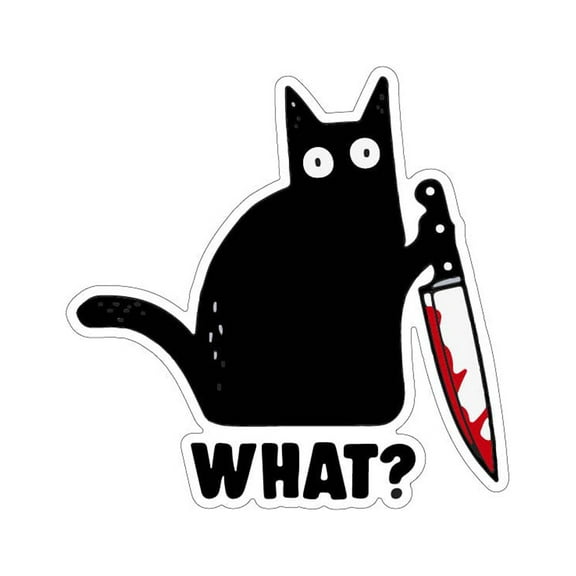 What Cat Vinyl Sticker Decal (4" x 4") | Peel & Stick | Funny, Humor, Gift, Cat, Animal, Humorous, Sarcastic, Satirical
