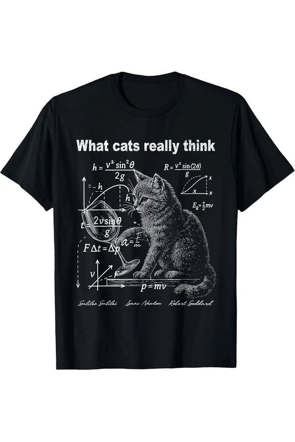 What Cats Really Think Funny Cat Physics Humor Graphic Unisex T-Shirt, S - 5XL
