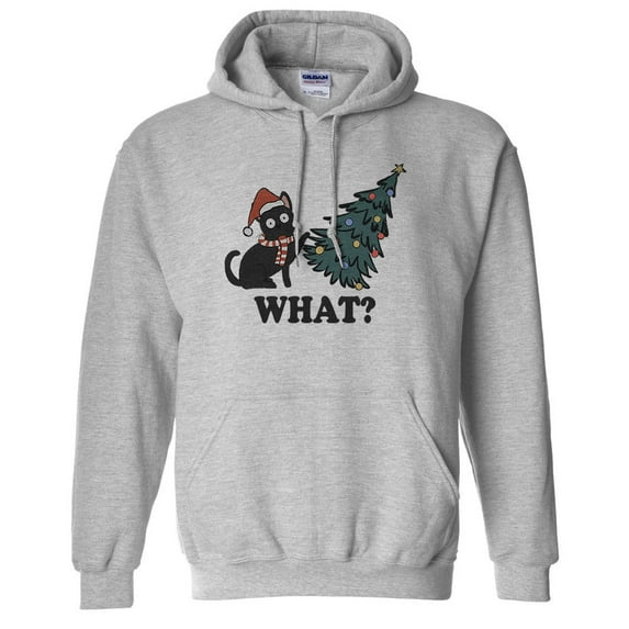 What Christmas Cat Hoodie Sweatshirt Unisex 5X-Large Grey
