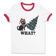 thumbnail image 1 of What Christmas Cat Ringer Tee Shirt Unisex X-Large White/Red, 1 of 5