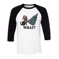 thumbnail image 1 of What Christmas Cat Three-Quarter Raglan Sleeve Baseball Shirt Unisex 2X-Large White/Black, 1 of 5