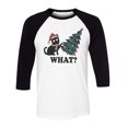 thumbnail image 1 of What Christmas Cat Three-Quarter Raglan Sleeve Baseball Shirt Unisex X-Large White/Black, 1 of 5