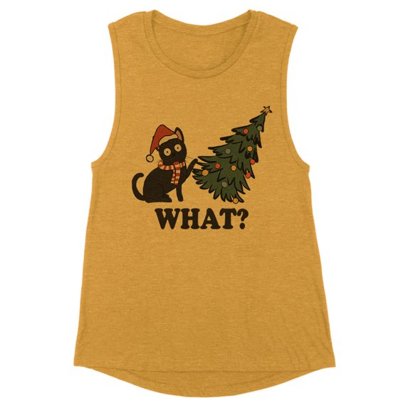 What Christmas Cat Women's Muscle Tank Small Antique Gold