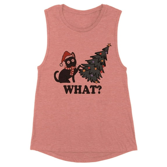 What Christmas Cat Women's Muscle Tank X-Large Desert Pink