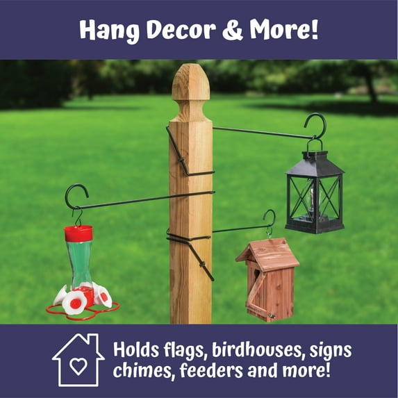 What D Hook Garden Display Hanger - Garden Flag Holder for 3/4" Square Posts