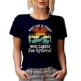 thumbnail image 1 of What Day Is It Today, Who Cares, I'm Retired - Funny Retirement Quote feat. a Beach, Navy Blue T-Shirt, Small, 1 of 5