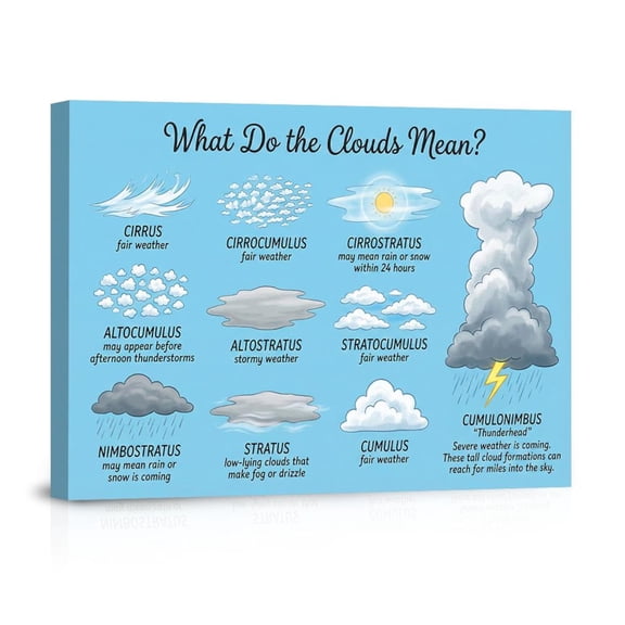 What Do The Clouds Mean Educational Chart Informative Weather Modern For Classroom Bedroom Canvas