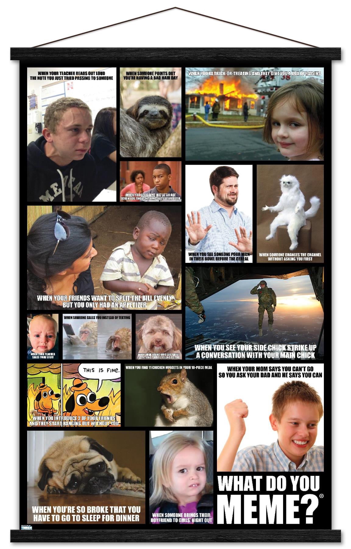 What Do You Meme - Grid Wall Poster with Wooden Magnetic Frame, 22.375" x 34"