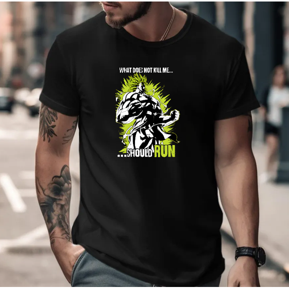 What Does Not Kill Me Should Run Funny Retro Humor Quote Inspired Graphic Unisex T-Shirt V90448, up to size 5XL