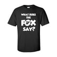 thumbnail image 1 of What Does the Fox Say? Short Sleeve T-Shirt in Black, 1 of 4