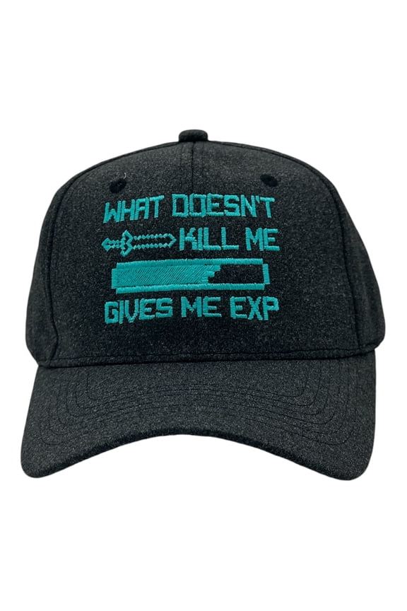 What Doesnt Kill Me Gives Me EXP Hat Funny Sarcastic Video Game Novelty Cap