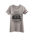 thumbnail image 1 of What Happens In The Camper Stays In The Camper Women's Fashion Relaxed T-Shirt Tee Heather Tan Small, 1 of 3