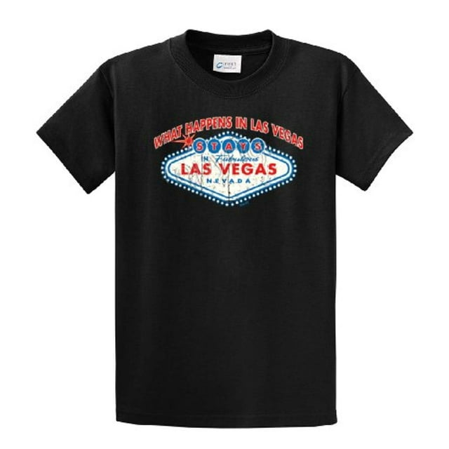 What Happens In Vegas Stays In Vegas Las Vegas T-shirt Funny Vacation Visit Slogan Tee-Black-Large