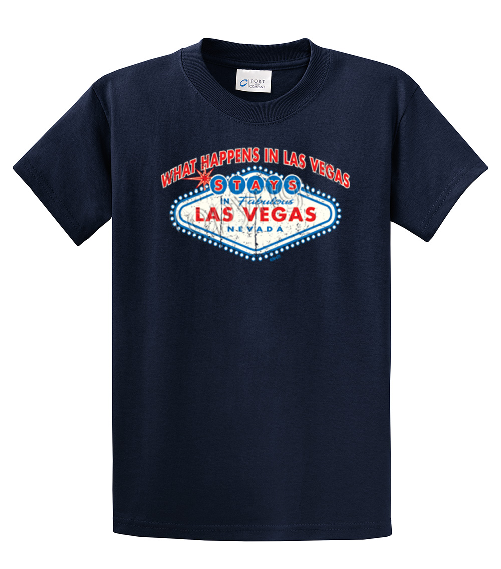 What Happens In Vegas Stays In Vegas Las Vegas T-shirt Funny Vacation Visit Slogan Tee-Navy-Small - image 1 of 4