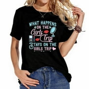 LADYCARE What Happens On The Girls Trip Stays Funny Girls Vacation T-Shirt