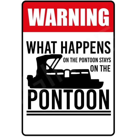 What Happens On The Pontoon Stays On The Pontoon Funny Sign Weatherproof Aluminum 8" x 12"