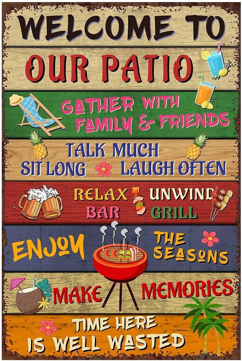 What Happens on the Patio Stays on the Patio, Yard Sign Porch Backyard Garden Wall Decor Sign