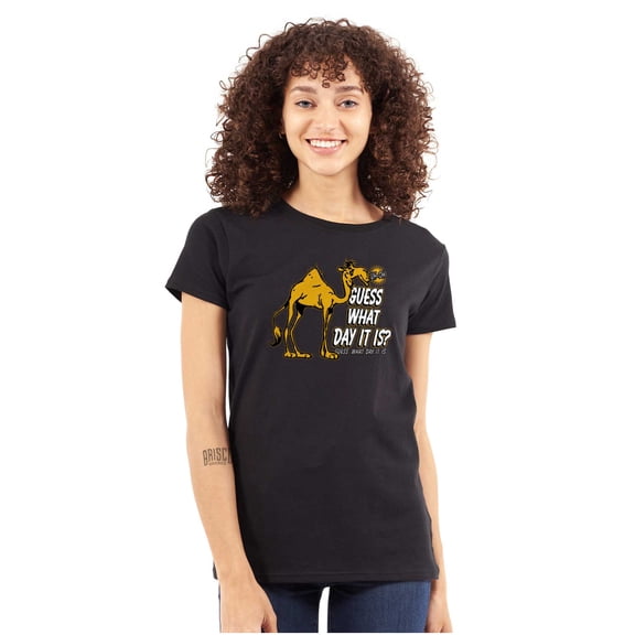 What Hump Day Wednesday Camel Funny Womens Slim Fit Graphic Tee Brisco Brands S