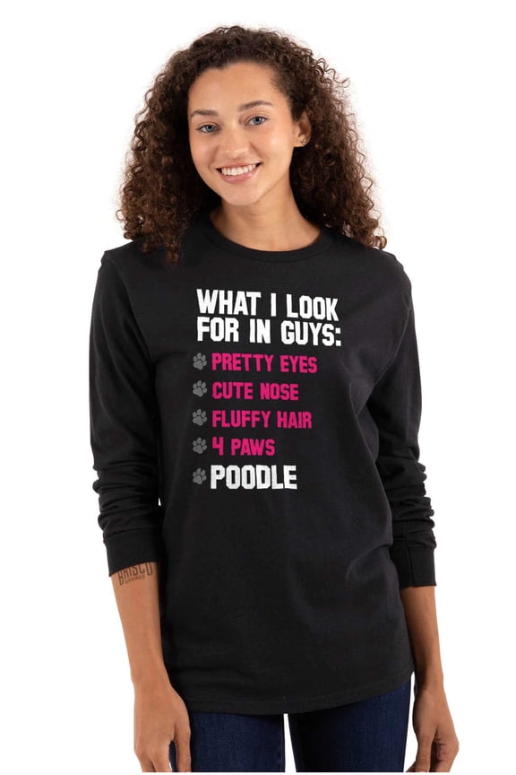 What I Look For In Guys Poodle Lover Women Plus Size Long Sleeve Graphic Tee Brisco Brands 2X
