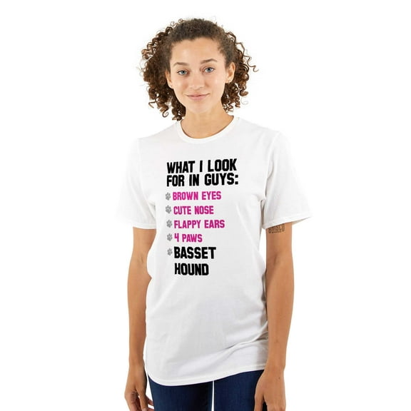 What I Look In Guys Basset Hound Dog Women's Plus Size Graphic Tee Brisco Brands 5X