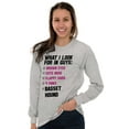 thumbnail image 1 of What I Look In Guys Basset Hound Dog Women's Long Sleeve T Shirt Brisco Brands S, 1 of 6