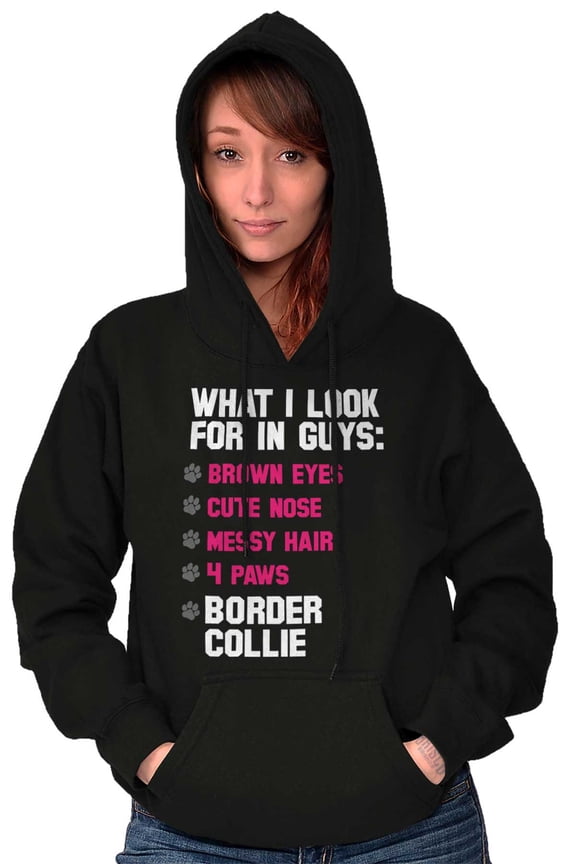 What I Look In Guys Border Collie Dog Women Plus Size Graphic Pullover Hoodie Brisco Brands 3X