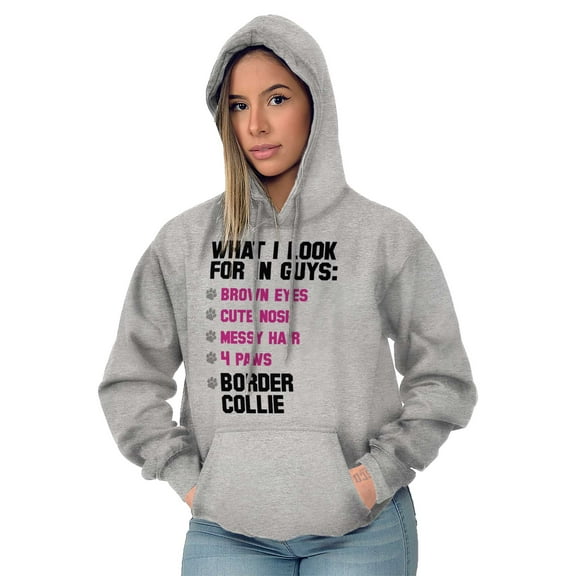 What I Look In Guys Border Collie Dog Women Plus Size Graphic Pullover Hoodie Brisco Brands 3X